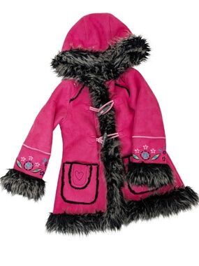 Girls Fur-Lined Jacket Parka Pennylane Coat Size 4 Pink Boho